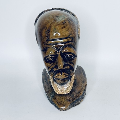 Afrikanische Stein handgeschnitzt Figur männliche Büste alter Mann schwerer Speckstein 2,35 kg 17 cm - Bild 2 von 20