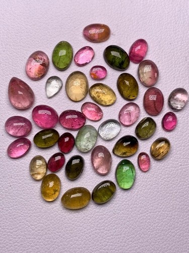 Wonderful Multi Color Natural Tourmaline Gemstone Lot,Smooth Oval Shape 3x4 -6x8 - Picture 10 of 19