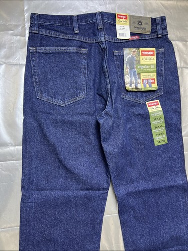 WRANGLER Five Star Premium Jeans Blue Mens 34 x 30 Regular Fit New with Tags - Picture 2 of 9