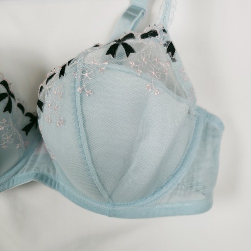 Vintage Victorias Secret Balconette BH 40C Bügel leicht gefüttert blau Schleife Y2K - Bild 3 von 12