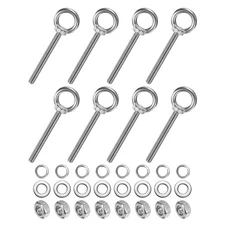 8-Sets Stainless Eyebolt M10x100mm Shoulder Lifting Eye Bolt with Nuts Washers