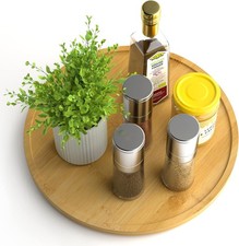 Lazy Susan Organizer 12 Inch Non-Skid Bamboo Lazy Susan for Kitchen Rotating