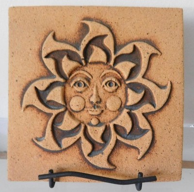 Vintage John Wenzel Clayworks- Sun Tile- Art Pottery Clay- Mid Century Modern #G