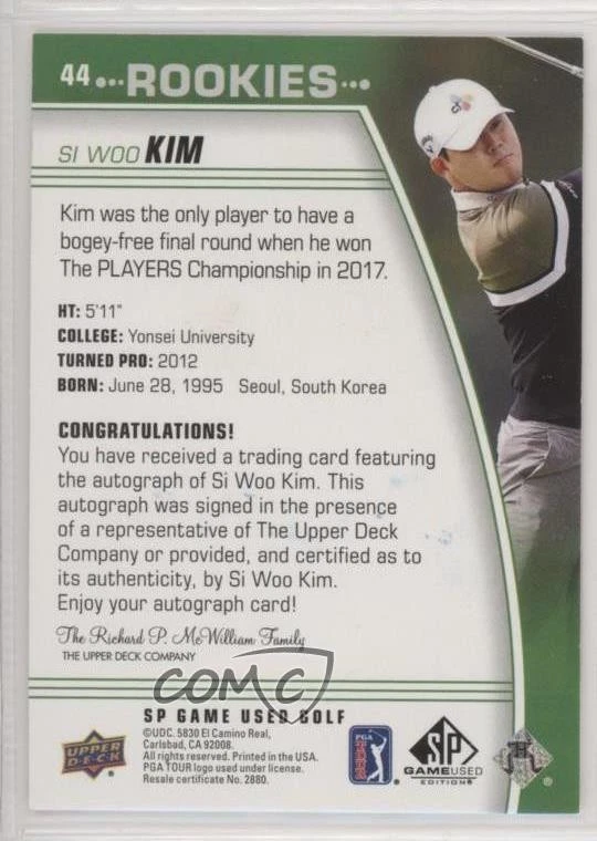 2021 SP Game Used Rookies Red Auto /25 Si Woo Kim #44 Rookie Auto RC - Image 2 of 2