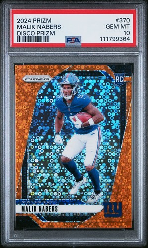 2024 Panini Prizm Malik Nabers 370 Disco PSA 10 RC, Rookie