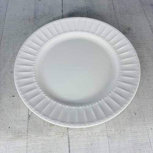 Gibson Home PALOMA White Fluted Beaded Edge Rim Porcelain Dinner Plates Set of 5 - Picture 4 of 20