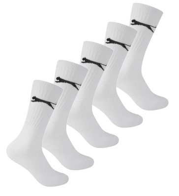 Slazenger 5/10 Paar Pack Crew-Socken für Herren Größe 7-11 Sport Freizeit weiß