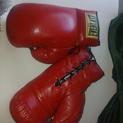 Red Leather Everlast Boxing Gloves Punching Bag Sparring fighting Gloves