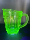 1930's  Anchor Hocking Glass Pitcher Colonial  Uranium green Depression Glass