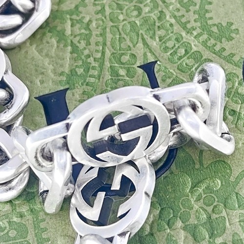 GUCCI Interlocking G Chain Bracelet 7.68" Sterling Silver 925 - Picture 12 of 20