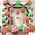 30 Pcs Christmas Outdoor Hanging Decorations Snowflakes Candy Yard Signs Incl...