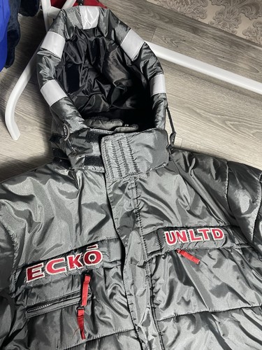 Ecko Unltd. Reversible Vintage Puffer 1972 Rare Jacket Men’s Size XXL BLACK GRAY - Picture 2 of 23