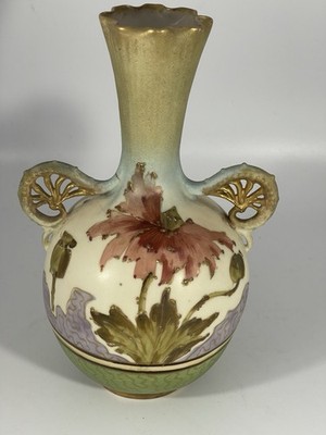 Turn-Teplitz Bohemia Art Nouveau Vase RSTK 1900 Hand-Painted Amphora Porcelain