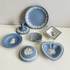 Lot of 7 Pieces Wedgwood Jasperware Blue & White England Collectible Accent Deco