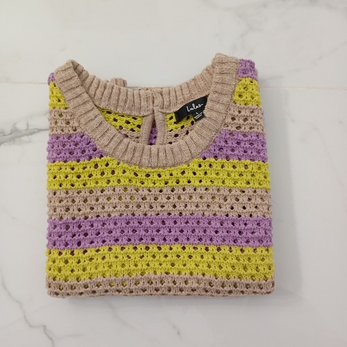 Lulus Striped Crochet Knit Sleeveless Sweater Top Size L Womens - Picture 5 of 8