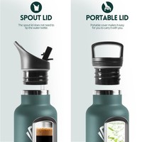 Motswedi Trinkflasche Edelstahl, 750Ml Bpa-Frei, Mit Strohhalm, KohlensäUre