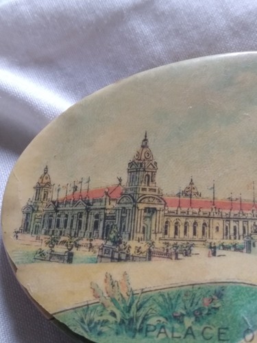 1904 St Louis World's Fair Celluloid Pocket Mirror Palace of Machinery As Is. - Picture 12 of 16