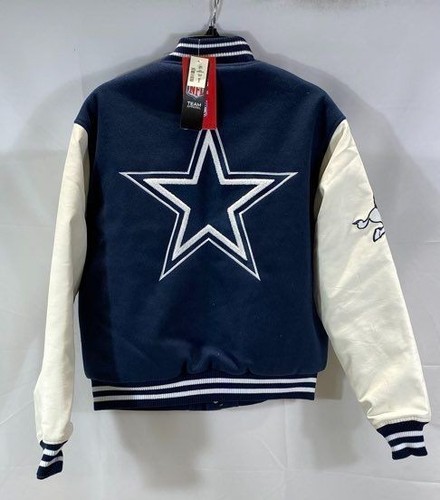 NFL Team Mens Blue Dallas Cowboys Embroidered Varsity Jacket Size Small - Picture 2 of 8