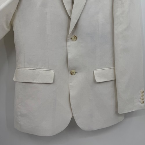 Perry Ellis Blazer Men 38 R White Linen Blend Sports Coat 2 Buttons Pockets - Picture 4 of 20