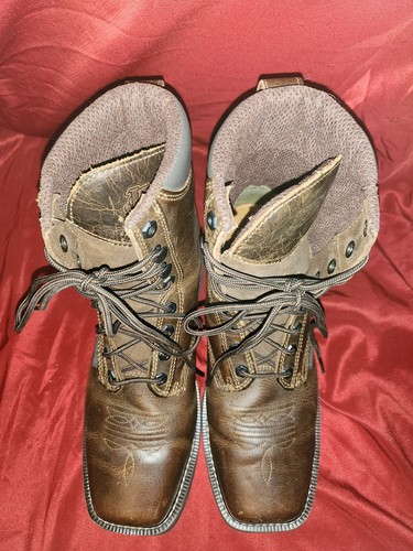 Justin Original Work Boots Mens Sz 8ee 8” Pulley Square Steel Toe Brown Wk682 - Picture 3 of 9