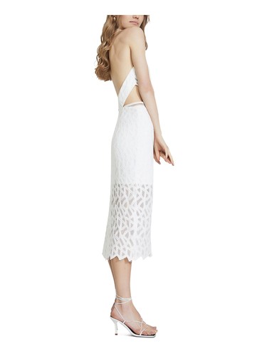 BARDOT Womens White Stretch Cut Out Mock Neck Midi Cocktail Sheath Dress 12\XL - Picture 10 of 11