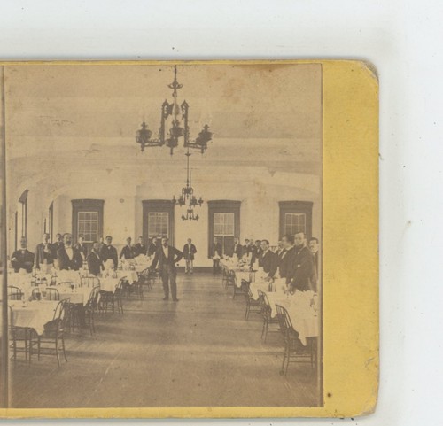 Dining Room with Workers Lancaster NH Franklin White Stereoview c1860