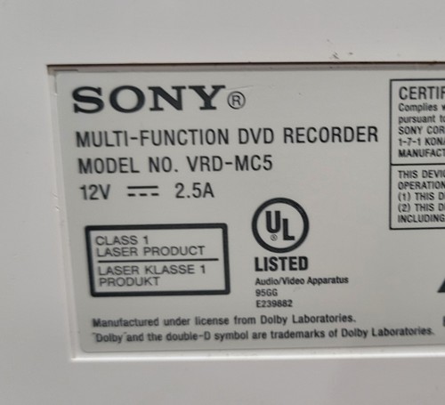 Sony VRD-MC5 DVD Multifunction DVD Recorder (Only Has Power Cord) Tested - Picture 8 of 9