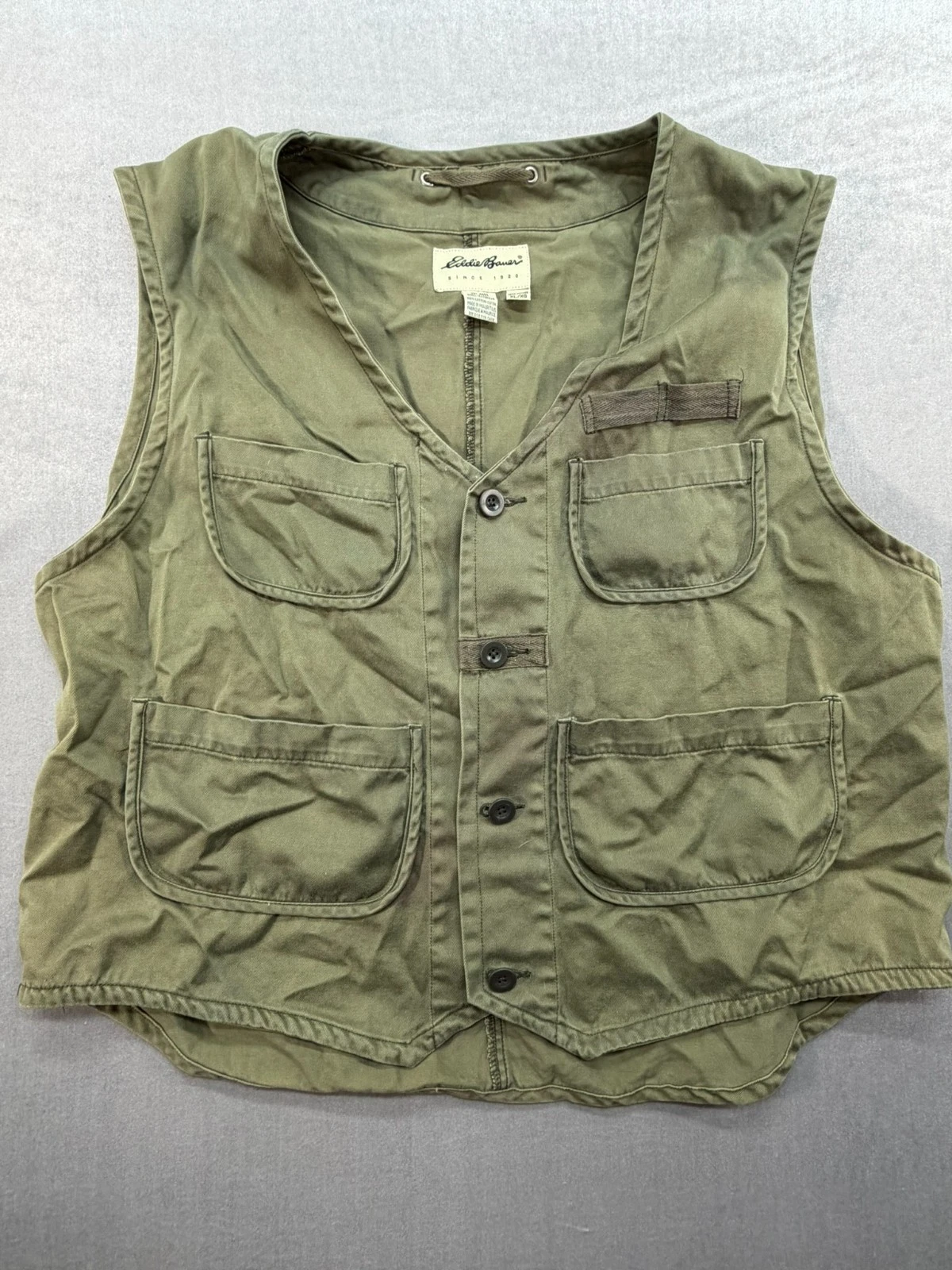 Vintage Eddie Bauer Tactical Vest Hunting Shooting Fishing Green Size XL