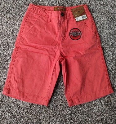 NWT Red Camel Boys Cotton Coral Adjustable Waist Twill Shorts Size 12 R