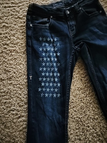 COWGIRL TUFF CO BOOTCUT JEANS, Style STARSTRUCK Star Embossed Waist 30" Länge 33" - Bild 6 von 15