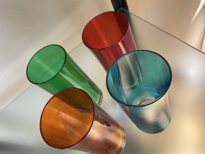 Leonardo 4 bunte Gläser Longdrink Gläser Grün Türkis Rot Orange Transparent 