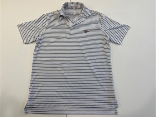 Peter Millar Polo Striped Blue White Embroidered Fox Summer Comfort Men’s Size M