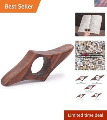 Book Page Holder -Handmade Natural Walnut Thumb Bookmark -Novel Reading Acces...