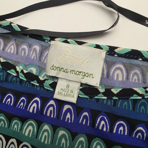 Donna Morgan Faux Wrap Tie Boho Dress Size 8 Tropical Maximalist Statement - Picture 7 of 18