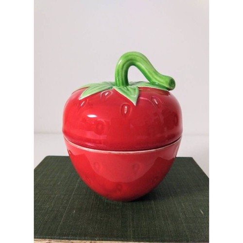 Vintage Ceramic Strawberry Shaped Jam or Honey Jar, Sugar Bowl Made In Japan - Picture 2 of 10