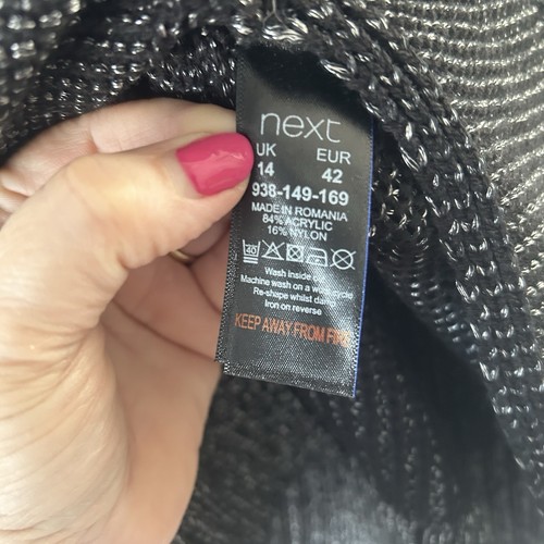 *BNWT* Next Sleeveless Crew Neck Tank Top Long Sweater Black & Silver Size 14 UK - Picture 7 of 9