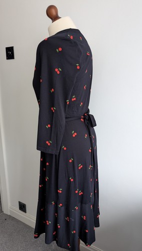 Vestido Hobbs Envolvente Jersey Estampado Cereza Mangas Largas Talla 10 Trabajo Formal Otoño - Imagen 4 de 13