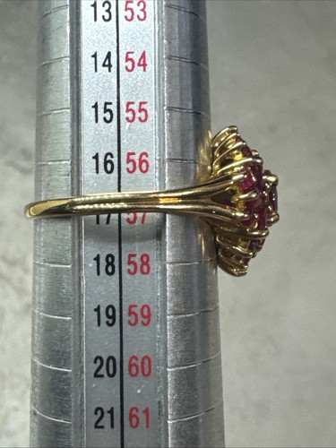 Anillo Flor Rubí Oro Amarillo 10k Talla 8 Firmado Pdn Tailandia Z13 - Imagen 6 de 16