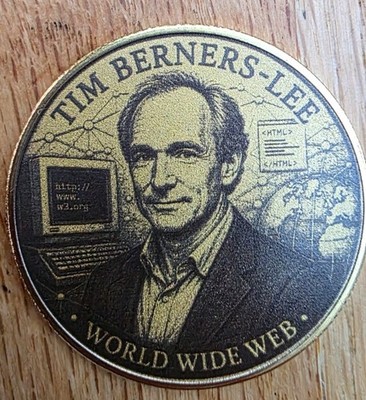 Tim Berners-Lee Commemorative C@in + Ständer Teil der Great Britons Collection