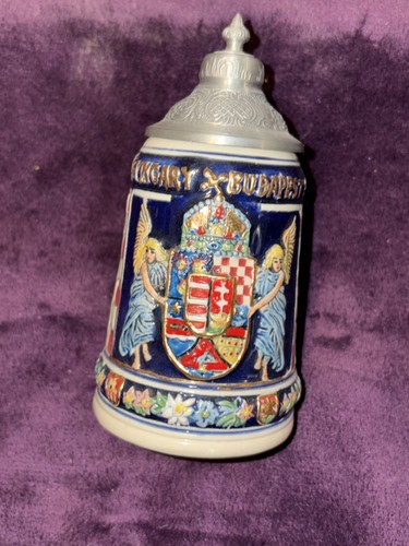 German Stein,  "BUDAPEST HUNGARY"  vintage 4" stein,  w free shipping - Picture 1 of 6