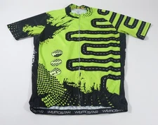 Weimostar Full Zip Cycling Jersey Black Lime Green Short Sleeve Mens Size XL