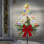 Solar Powered Nativity Scene Christmas Tree Stake Outdoor Christmas Decorations 