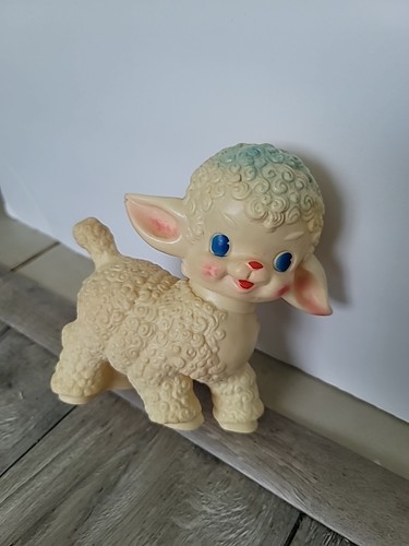 1955 The Sun Rubber Co Squeaky Lamb Baby Toy 6" Vintage Kitsch Squeaker Works - Picture 3 of 8