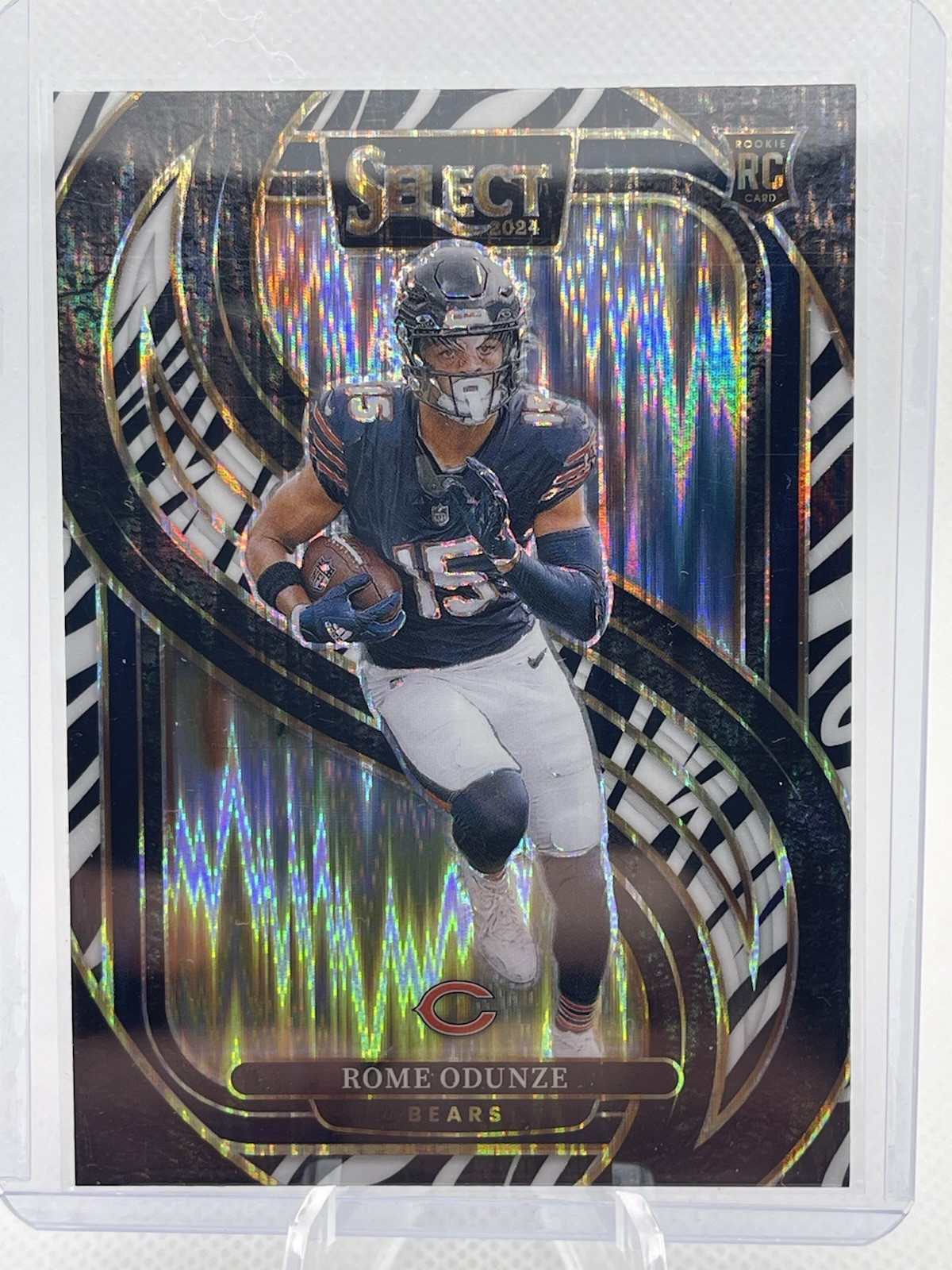 2024 Panini Select - Premier Level Rome Odunze #136 Zebra Shock Prizm (RC)