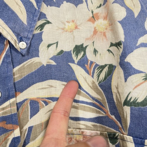 Ralph Lauren Leinen Hemd Herren XL Blau Blumen Vintage Sommer Hawaii - Bild 5 von 9
