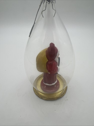 Ornament Santa in Tear Drop Glass Globe 4 1/2 in tall Vintage - Picture 2 of 6