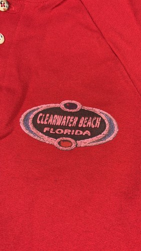 vtg 80s USA-made Kids Red Pullover Quarter Button Sweatshirt Clearwater Florida - Picture 7 of 22