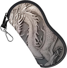 Glasses Case Eyeglass Sunglasses Zipper Soft Neoprene Ultra E8-white Dragon