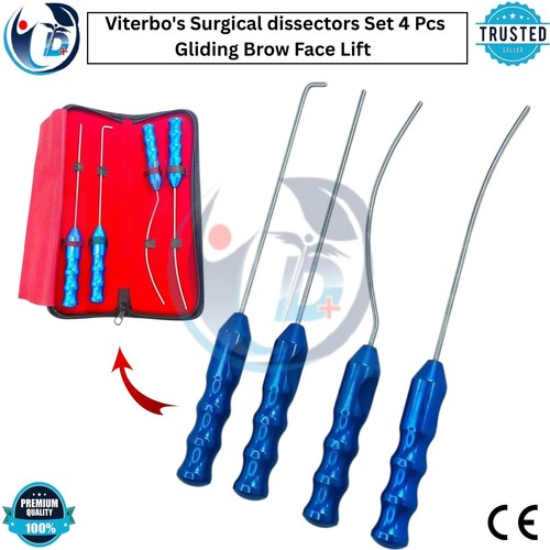 Viterbo's Surgical Dissector Set 4pcs Facelift Gliding Brow Lift Plastic Surgery - Picture 1 of 7