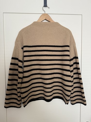 Rails Claudia Camel Ebony Stripe Sweater Womens Sz S Oversized Knit Mock Neck - Picture 7 of 14